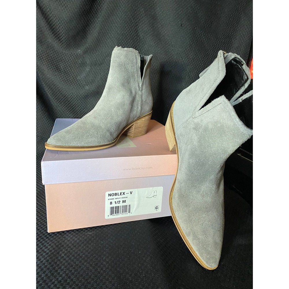 Lisa Vicky Noblex-V Stone Split Suede Ankle Boots Grey Pointed Toe Size 8.5 NEW - Picture 9 of 11